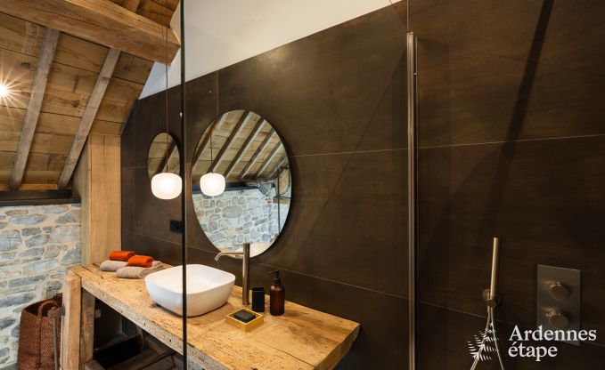 Authentisches Ferienhaus fr 6 Personen in Anhe mit privater Sauna, berdachter Terrasse und luxurisem Interieur