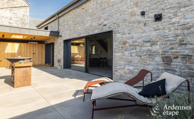 Authentisches Ferienhaus fr 6 Personen in Anhe mit privater Sauna, berdachter Terrasse und luxurisem Interieur