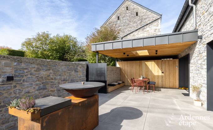 Authentisches Ferienhaus fr 6 Personen in Anhe mit privater Sauna, berdachter Terrasse und luxurisem Interieur