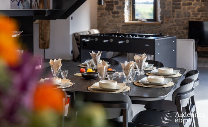 Authentisches Ferienhaus fr 6 Personen in Anhe mit privater Sauna, berdachter Terrasse und luxurisem Interieur