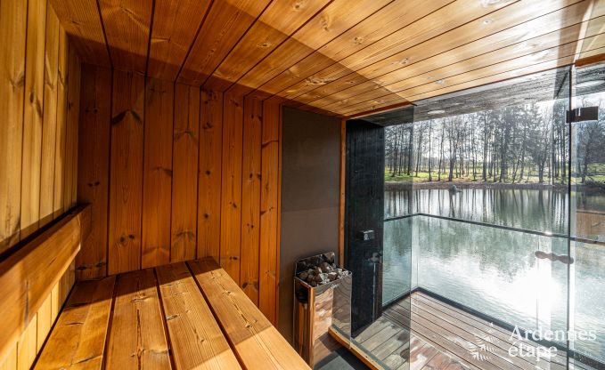 Luxus Chalet in Brognon fr 20 Personen mit beheiztem Auenpool, Outdoor-Jacuzzi und Sauna am See
