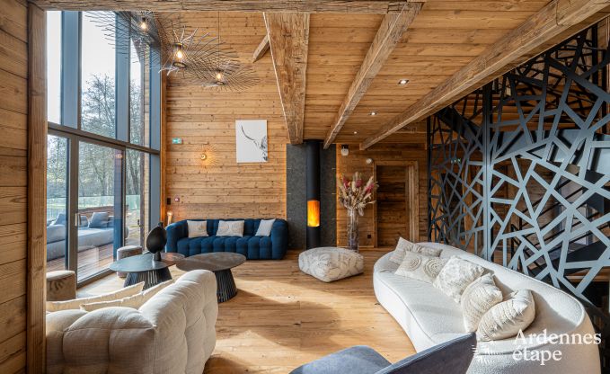 Luxus Chalet in Brognon fr 20 Personen mit beheiztem Auenpool, Outdoor-Jacuzzi und Sauna am See