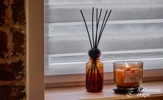 Charmantes Ferienhaus f�r 5 Personen in Chimay: liegt an einem Fluss, mit Terrasse und Aussicht, Pelletofen