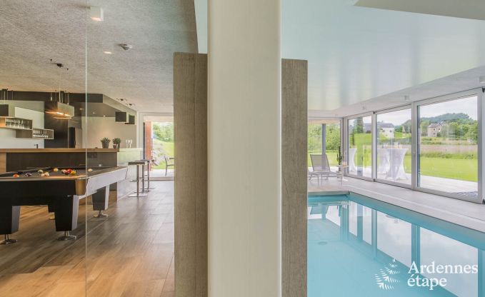 Ferienhaus f�r 15 Personen in Libramont mit Hallenbad, Sauna und privatem Garten am Wasser