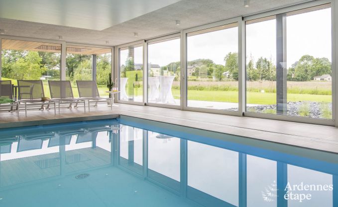 Ferienhaus f�r 15 Personen in Libramont mit Hallenbad, Sauna und privatem Garten am Wasser