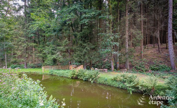 Charmantes Ferienhaus in Manhay fr 8 Personen, mit beheiztem Auenpool, privatem Teich und Fahrradgarage am Waldrand