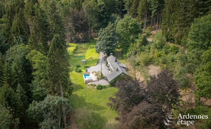 Charmantes Ferienhaus in Manhay fr 8 Personen, mit beheiztem Auenpool, privatem Teich und Fahrradgarage am Waldrand