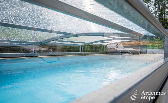 Charmantes Ferienhaus in Manhay fr 8 Personen, mit beheiztem Auenpool, privatem Teich und Fahrradgarage am Waldrand