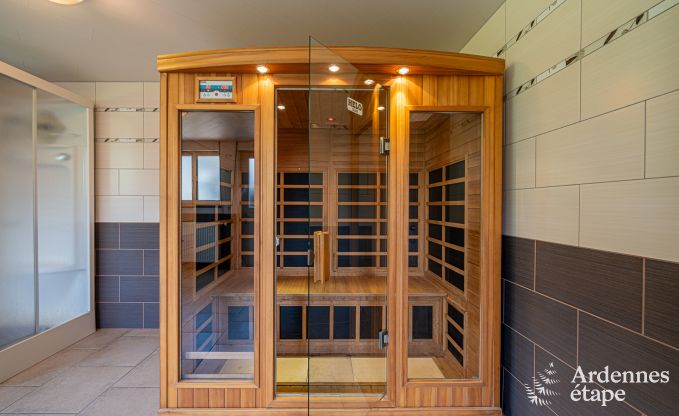 Ferienhaus in Vencimont, Ardennen, 12 Personen, 4 Schlafzimmer, privater Sauna, Billard, Garten am Wasser